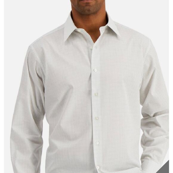 Club Room Men's Regular Fit Check Dress Shirt Gray Size Medium 15 15.5 NWT - Picture 2 of 4